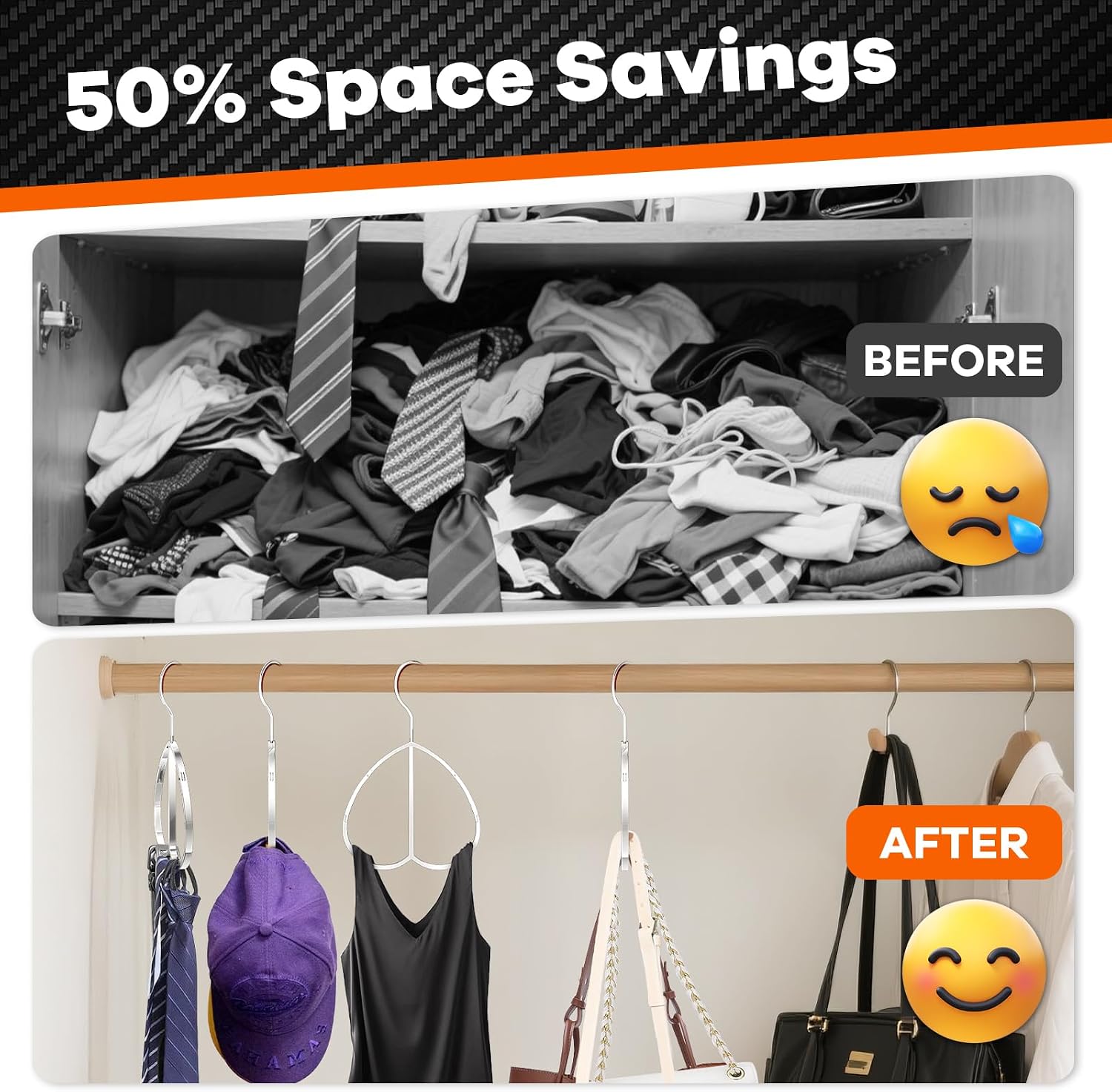 Love Shape Multipurpose Closet Hangers-Tie and Belt Hanger for Closet- Ideal for Storing Belts, Ties, Scarfs, Baseball Hats, Purses & More- Great Space Saving Belt Organizer for Wardrobe - Silvery