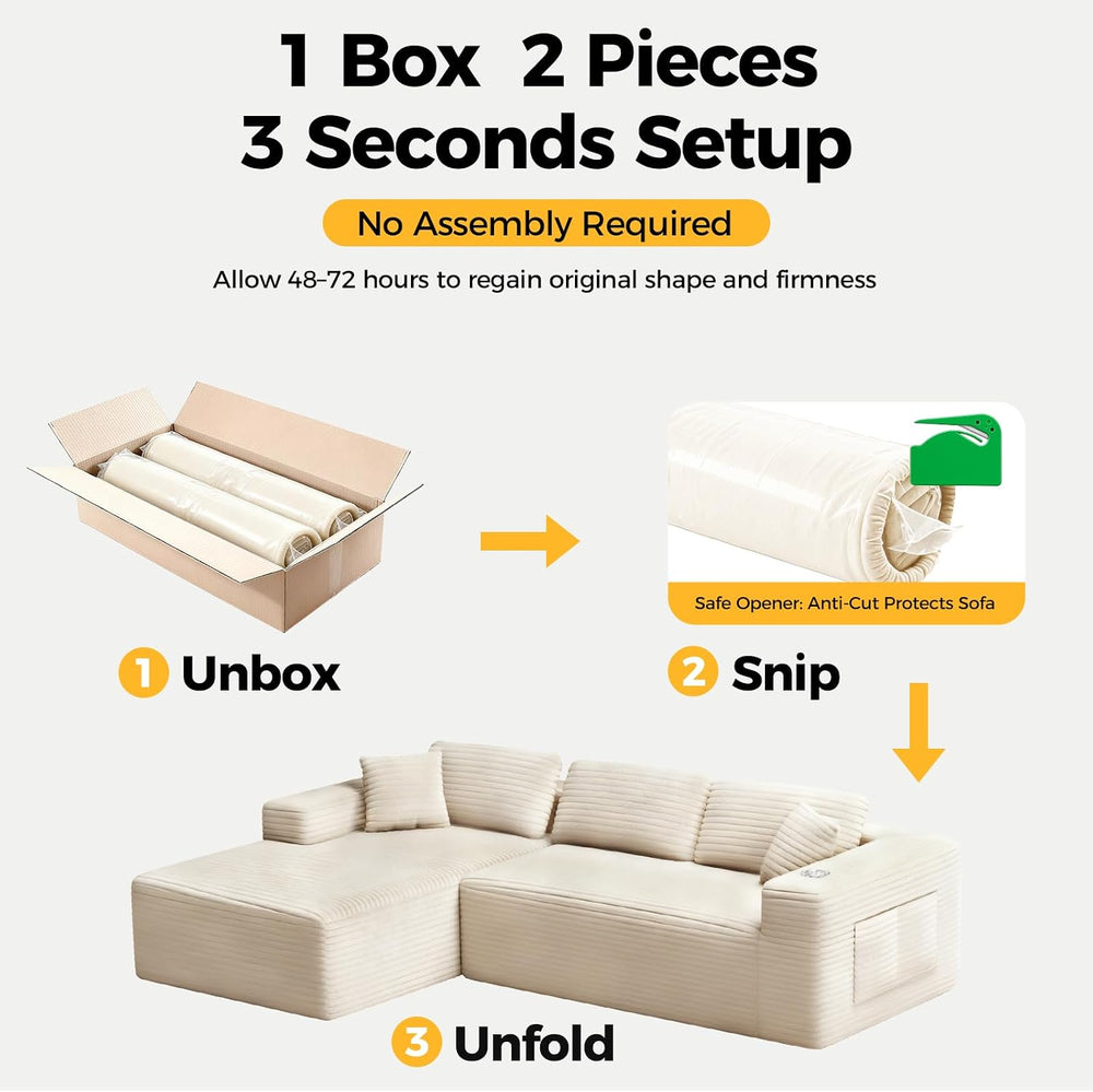 CAMMOO 108" L-Shaped Sectional Sofa, Cloud Couch in One Box | No Assembl...