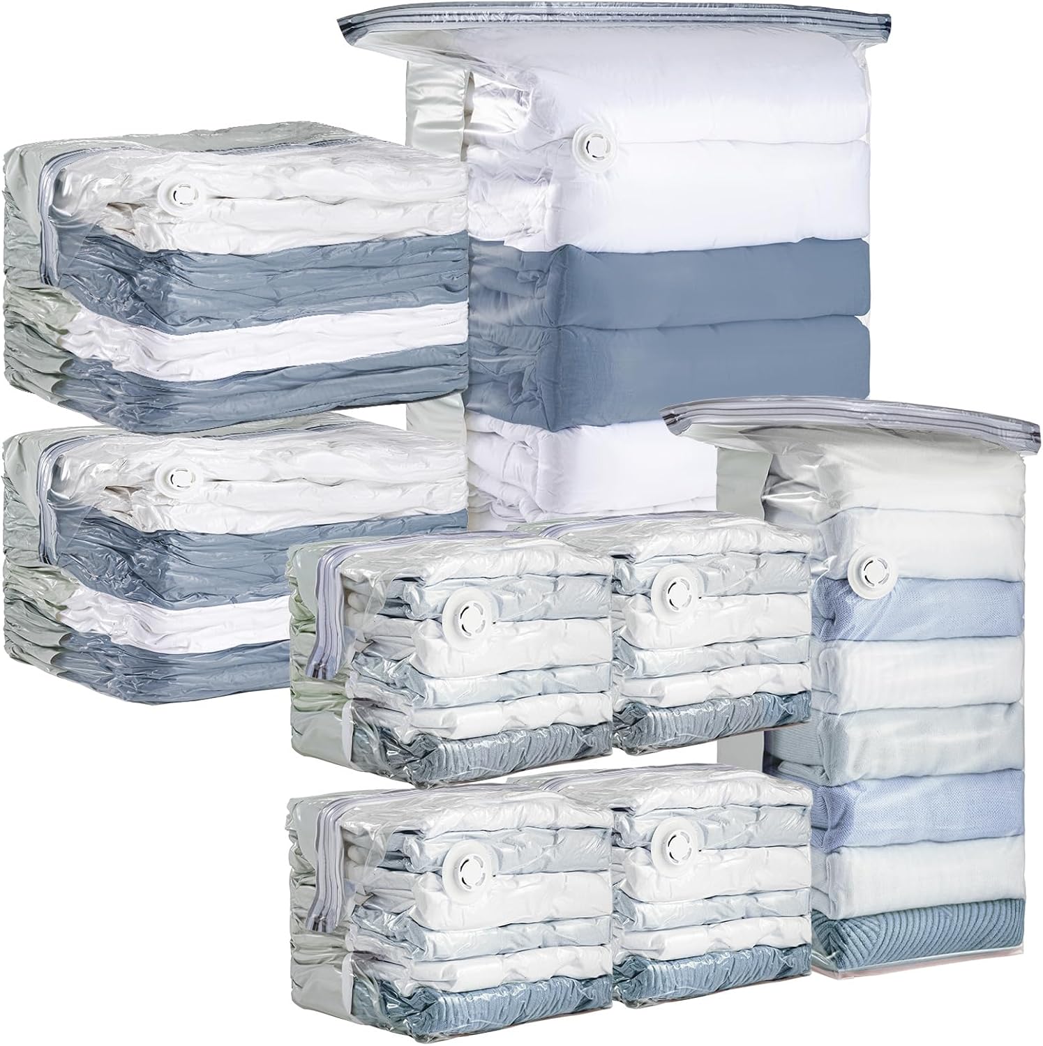 TAILI 8 Pack Vacuum Storage Bags, Cube Space Saver Bags Combo(3 Jumbo +5 Medium), Vacuum Seal Bags for Bedding, Clothing, Comforters, Blankets, Closet Oragnizaer and Space Saving