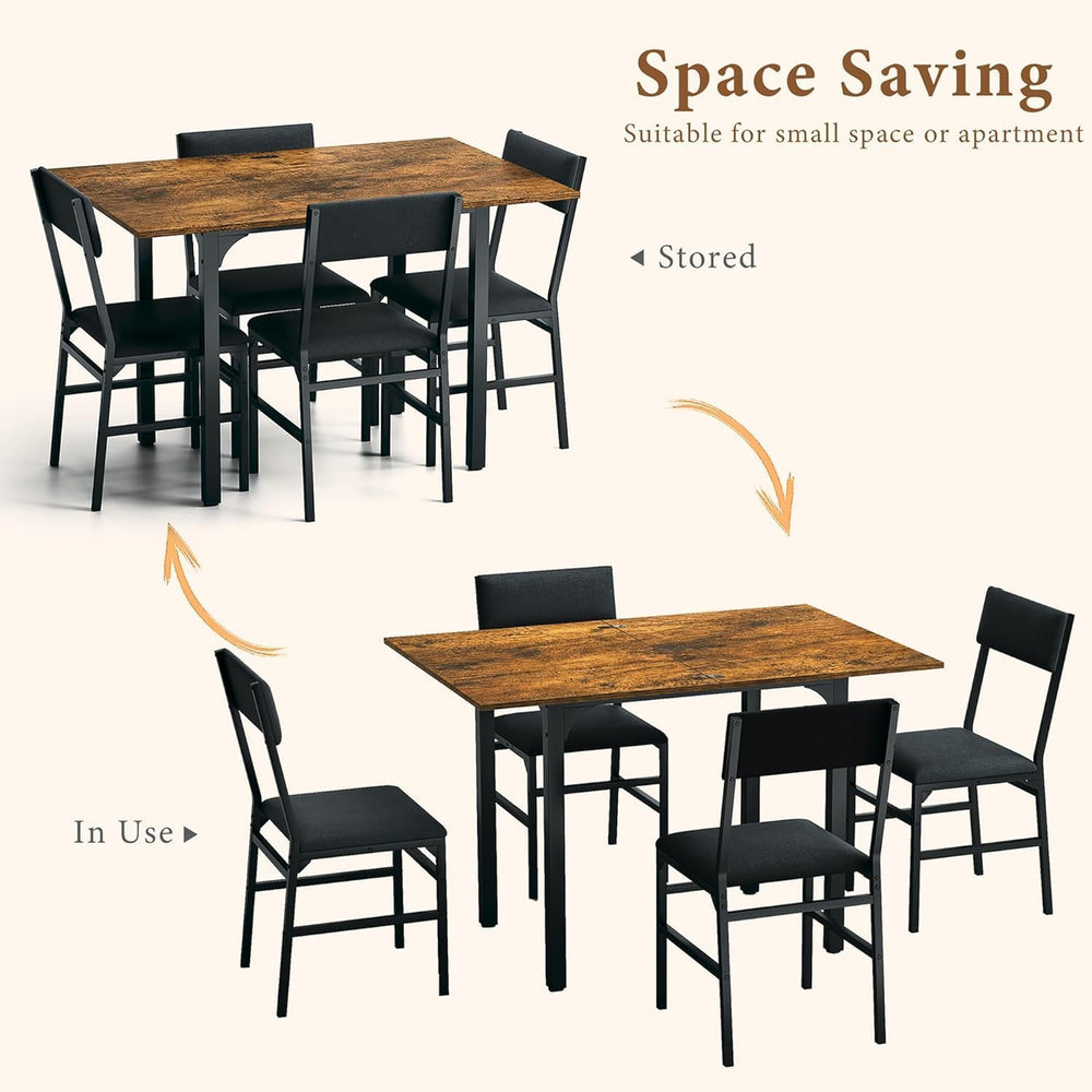 HUAHUU 5-Piece Dining Table Set for 4, Extendable Kitchen Table Set with 4 Up...