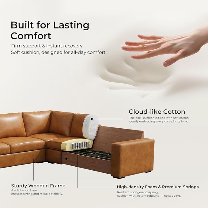 ELUCHANG 113" V-Shaped Modular Sectional Sofa Couch, Modern 5-Seat Premi...