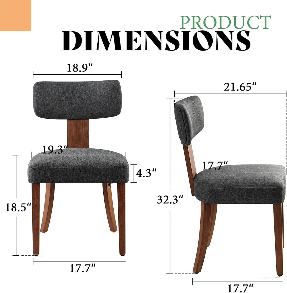AMERLIFE Kitchen Chairs, Set of 4 Modern Linen Chairs with Upholstered Curved...