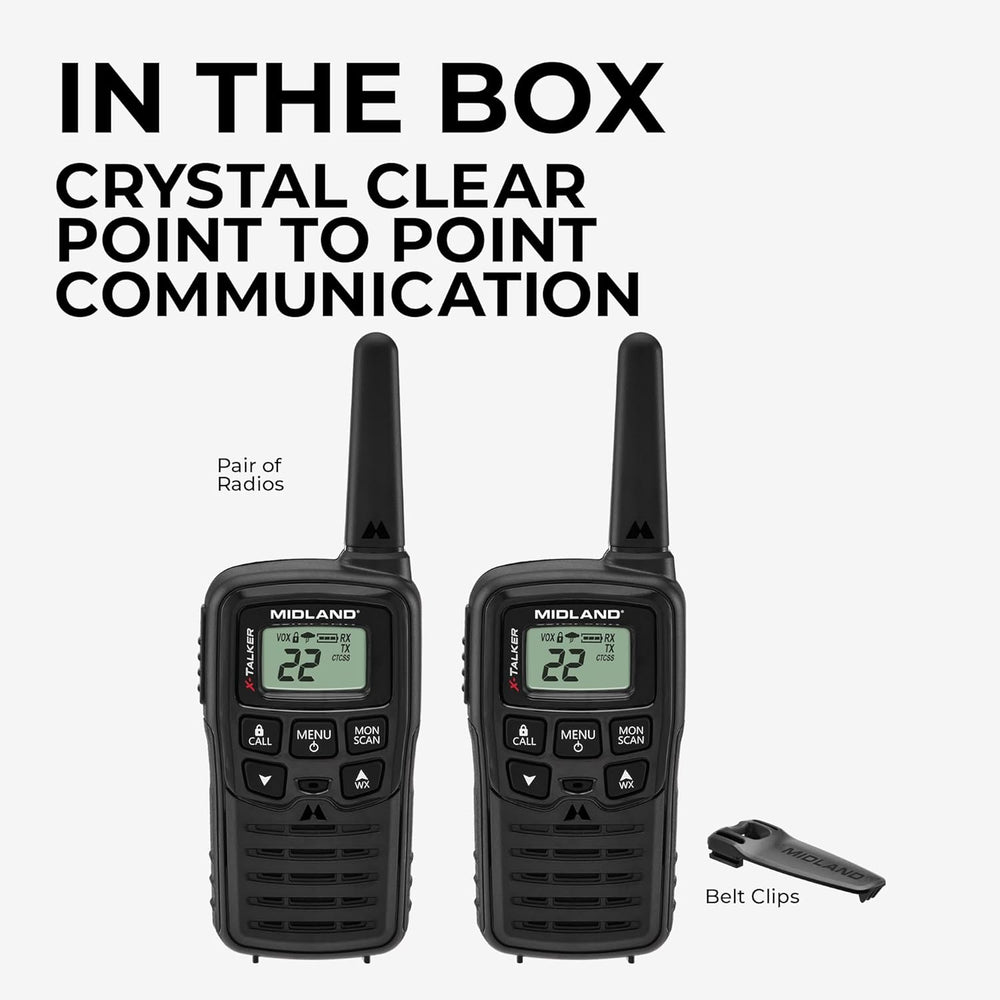 Midland T10 X-Talker FRS Walkie Talkie, Black, 2 Pack