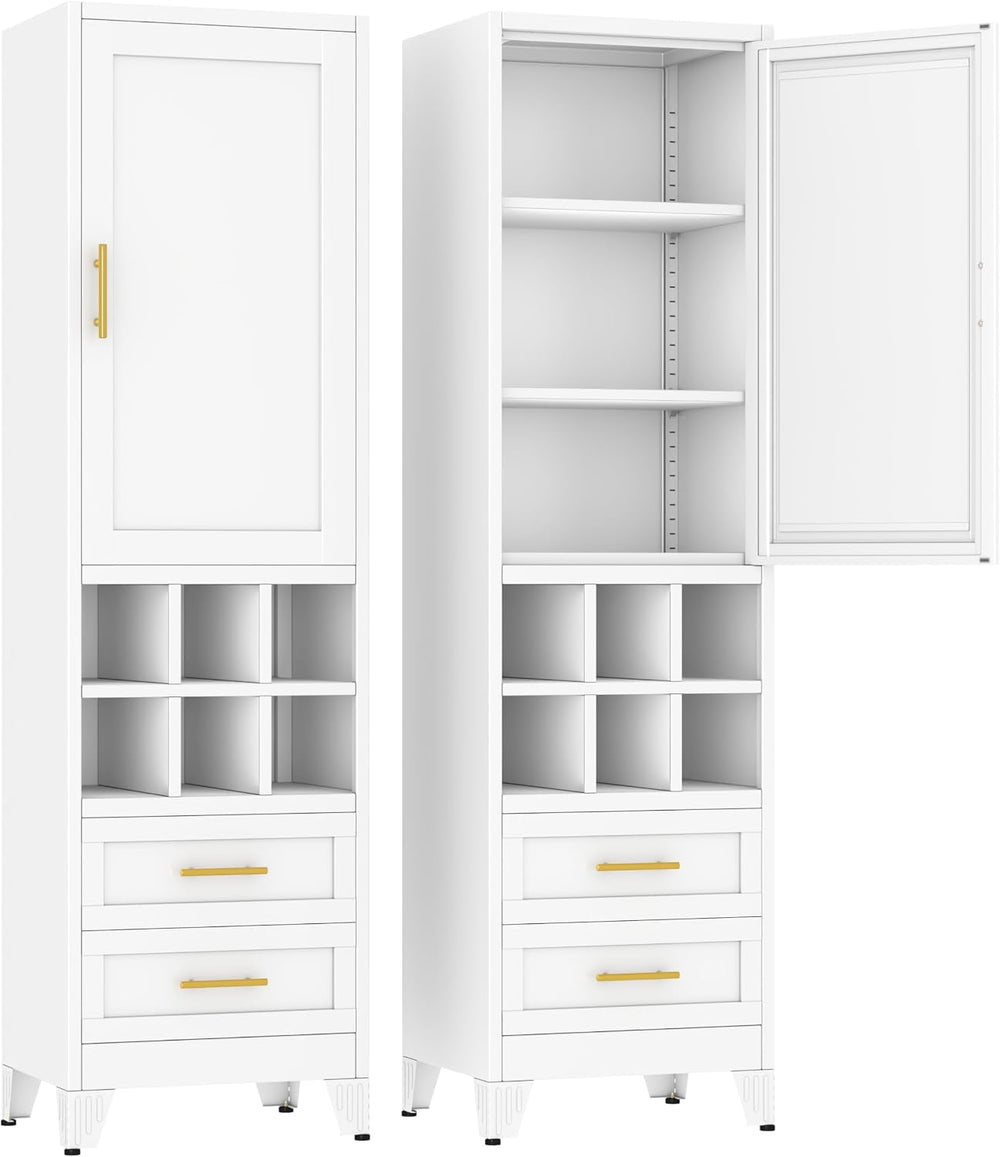 Ckzbx Tall Narrow Storage Cabinet, 66.93" H Tall Bathroom Cabinet Metal ...