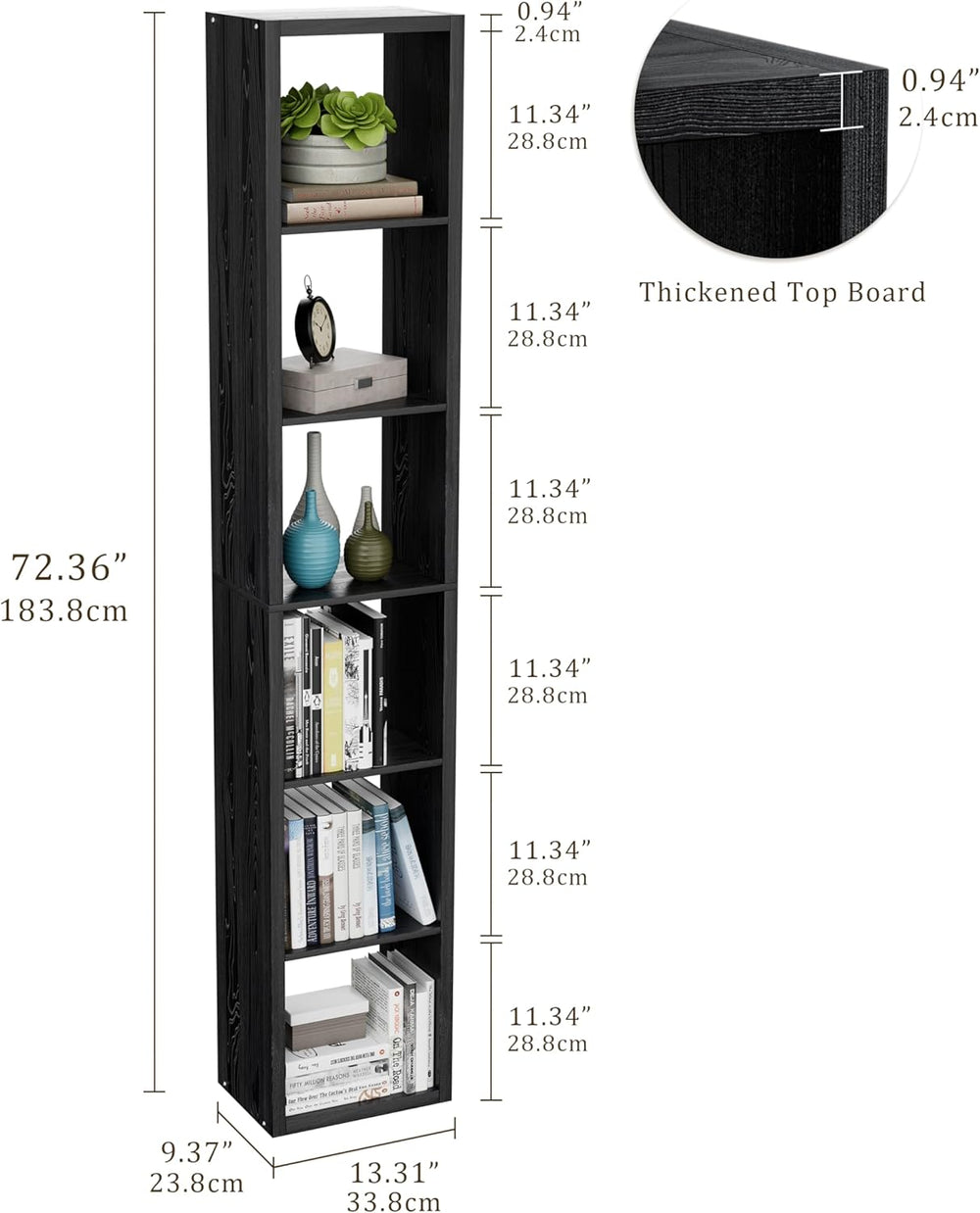 Tall Cube Storage Organizer Bookcase, 6 Tier 11 inch Open Back Cubical Shelf ...