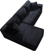 106-Inch L-Shaped Left Facing Boneless Corner Sofa 2 PCS Modular Sectional Cloud Sofa Couch with Chaise Lounge and Toss Pillow, Corduroy Boneless L-Shaped Cloud Couches