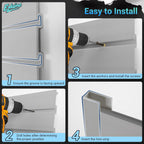 Ezlaino 4x8ft PVC Slat Wall Paneling - Thickened & Durable, Waterproof, Versatile | 75 lbs/sq ft Capacity | Fits Most Slatwall Accessories, Ideal for Garage, Home & Store Storage, Gray