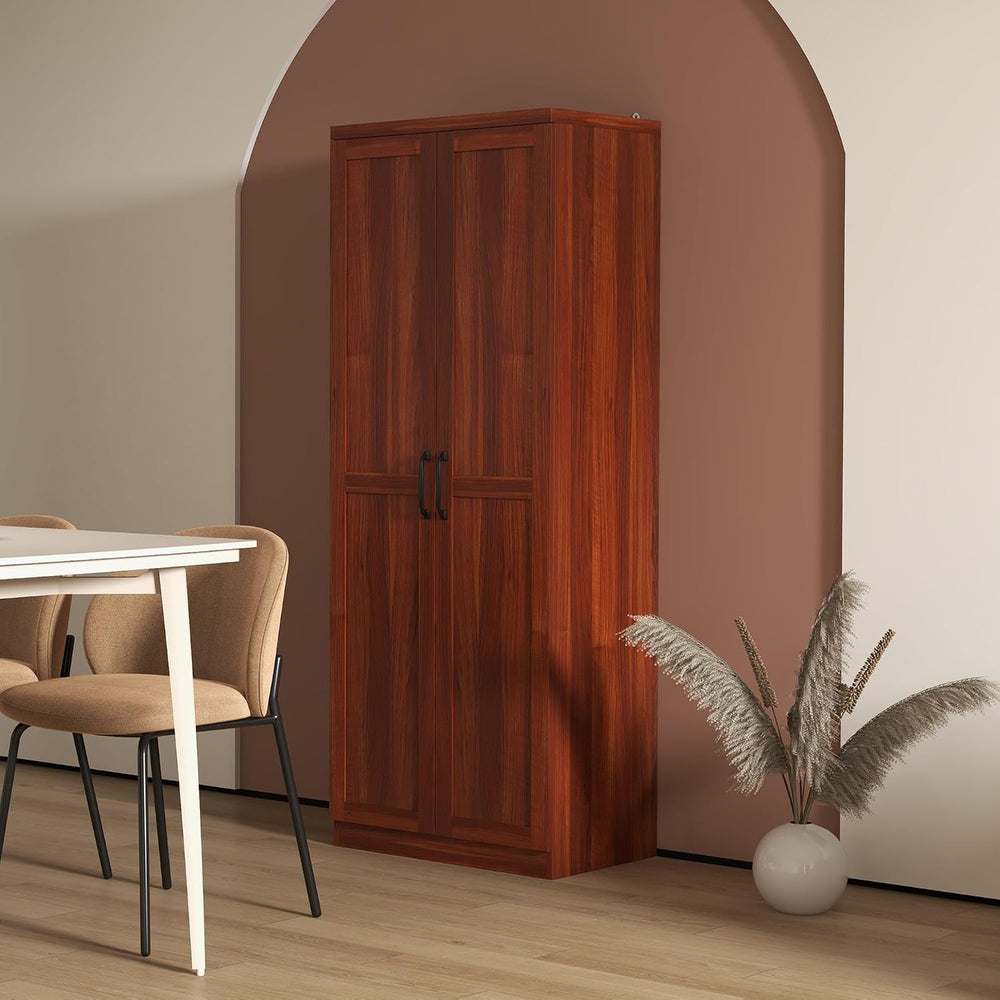 Modern 63 inch Pantry Storage Cabinet with Two Doors and Five Tier Shelves Fo...