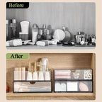 Hair Accessories Organizer for Girls, Clear Acrylic Hair Tie Organizer, or Headband, bows，Cute Small Stackable Storage Drawer Container Caddy Box for Bathroom Vanity Countertop