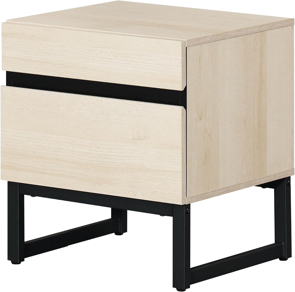 WAMPAT Nightstand with 2 Drawers for Bedroom, Modern Bedside Table with Black...
