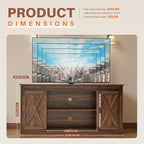 Sweetcrispy TV Stand for Televisions up to 65 Inch Farmhouse Entertainment Center with Storage Cabinets Sliding Barn Doors Modern Living Room Furniture Media Console Table for Bedroom, Brown