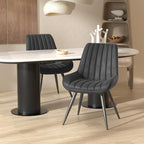Nalupatio Modern Dining Chairs Set of 6, Fabric Dining Room Chairs with Soft Backrest and Seat, Comfortable Thick Cushion Upholstered Side Chairs with Metal Legs for Kitchen, Black