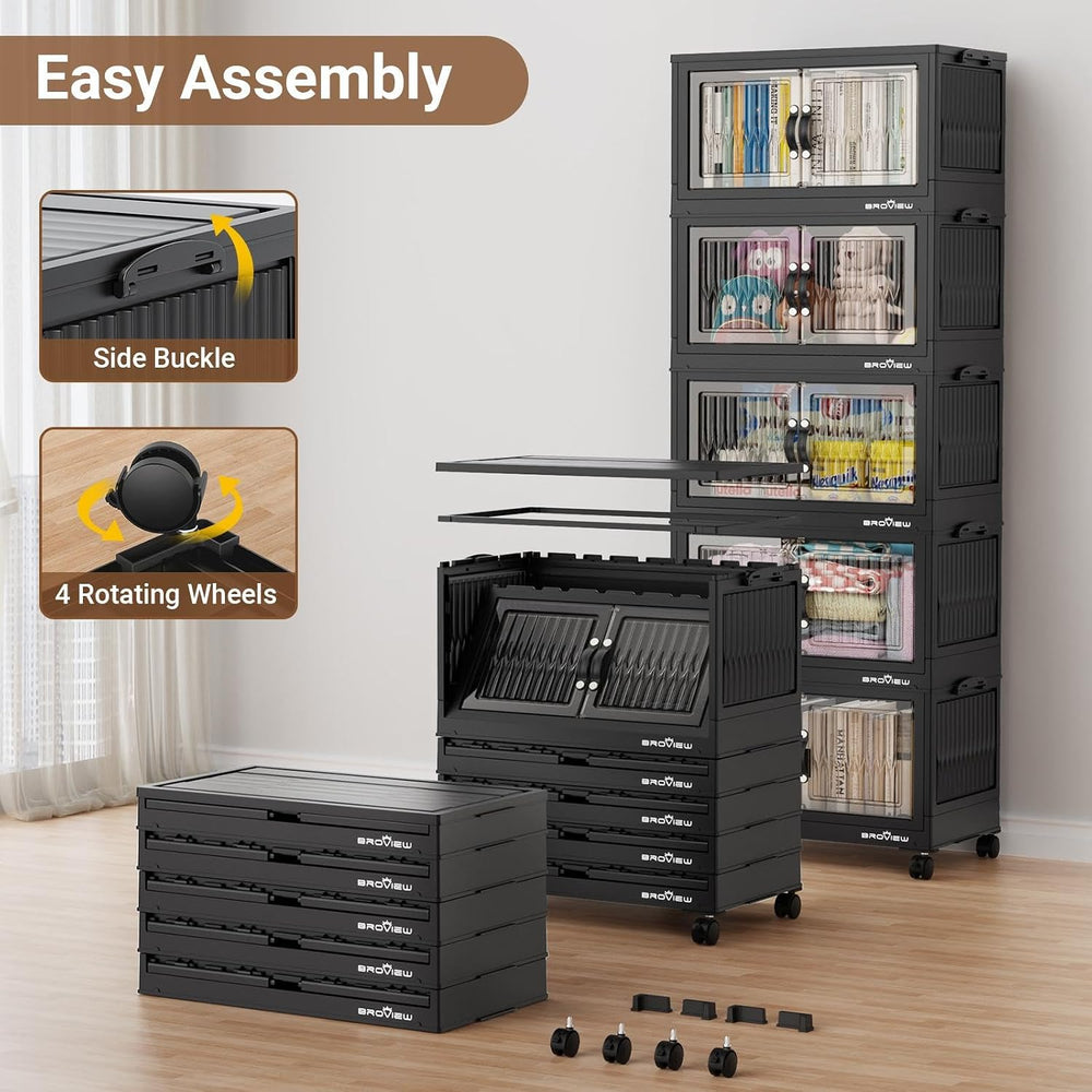 BROVIEW 180Qt Stackable Storage Bins with Lid, Extra Large Closet Organizer C...