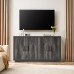 ONBRILL Buffet Cabinet with Storage, 63" Sideboard Cabinet with 4 Doors & Shelves, Wooden Kitchen Coffee Bar Credenza Storage for Living Room, Hallway (63" Wide), Black