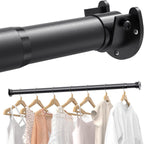 3 PACK Closet Rods for Hanging Clothes, 17 to 84 Inches Stepless Adjustable Metal Closet Rod, 1.3 Inches Heavy Duty Clothes Hanging Rod for Closet Wardrobes Laundry RV, Black