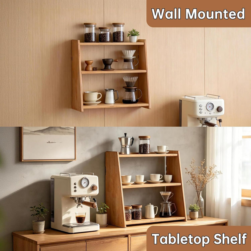 Solid Rubber Wood Spice Rack,Wood Round Side Table,Small Drink Table for Smal...