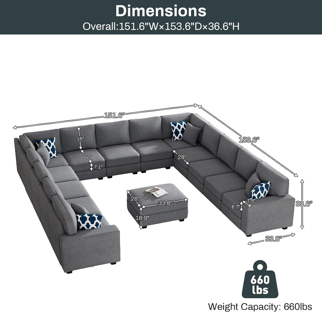 Legend Vansen Modular Sectional Sofa L Shaped Couch with Ottoman Modern Reversible Corner Sectional Couch for Living Room