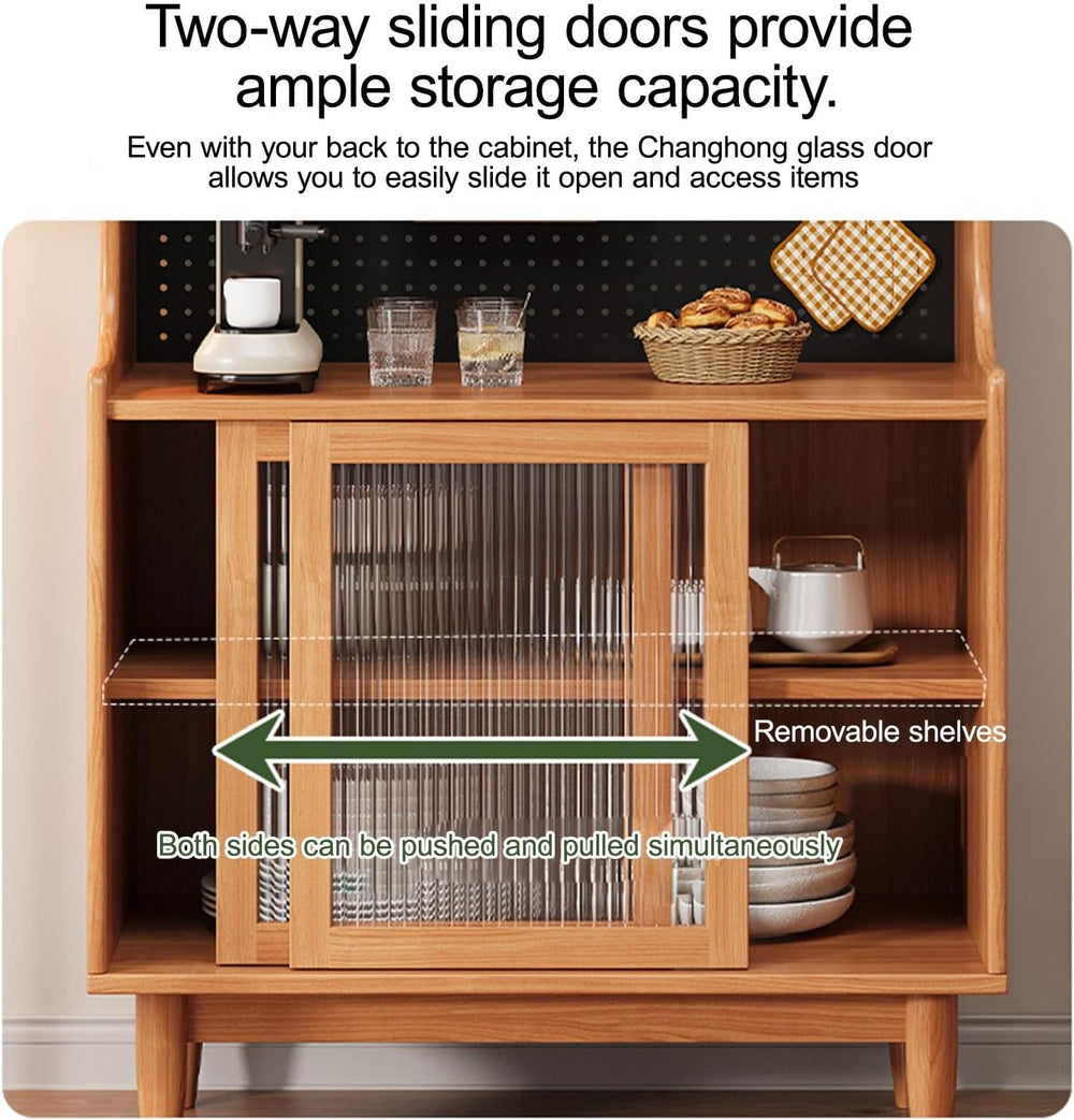 Cabinet with Doors Storage & Adjustable Shelves, Farmhouse Kitchen Pantry...