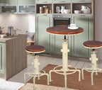 Topower Industrial Bar Table 31.5-41.3" Adjustable Pub Table Kitchen Dining Coffee Bistro Table (Antique White)