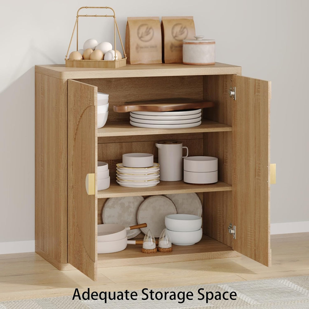31.5" Fluted Sideboard Cabinet with Shelves & Soft-Close Doors(1,Lig...