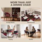 Modern Dining Chairs Set of 6, Upholstered Faux Leather Kitchen Side Chairs with Curved Open Back, Easy Assembly for Dining Room, Restaurant, Cafe, Magenta