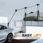 Hikeen Ceiling Hoist for Cargo Box, Heavy Duty Garage Storage Lift Pulley System Holds Up to 150 lbs Capacity, Fits 10-14 Foot Tall Garage Ceilings