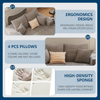 72" Oversized Double Chaise Lounges Indoor, Upholstered Corduroy Oversized Chaise Lounge Chair, Modern Sleeper Loveseat Chair Boneless Cloud Couch for Living Room Bedroom Reading (Camel)