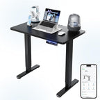 HUANUO One-Piece 32 inch Electric Standing Desk, Smart APP, Alexa & Google Voice Control, Wi-Fi, Adjustable Height, 6 Memory Settings, Sedentary Reminder, Posture & Neck Care, Black