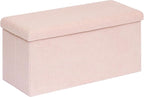 30.1" Storage Ottoman Bench - Foldable Foot Rest Stool Bedroom Bench for Living Room, Entryway-Pink