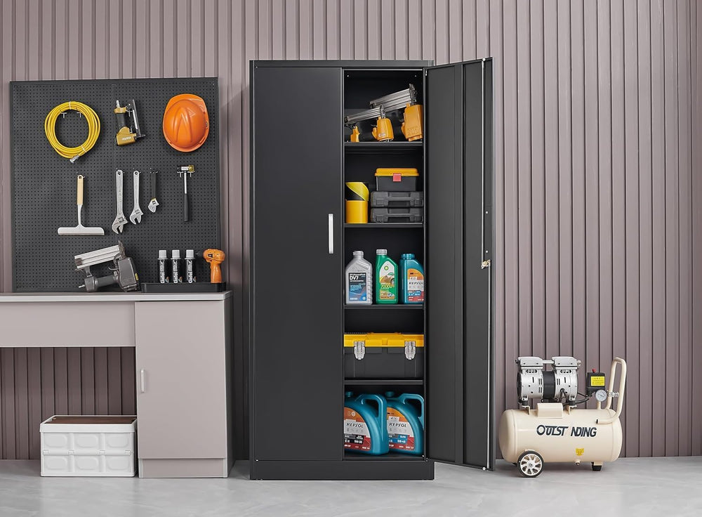 Guizeeopo Metal Storage Cabinet with Adjustable Shelves, Garage Storage Cabin...