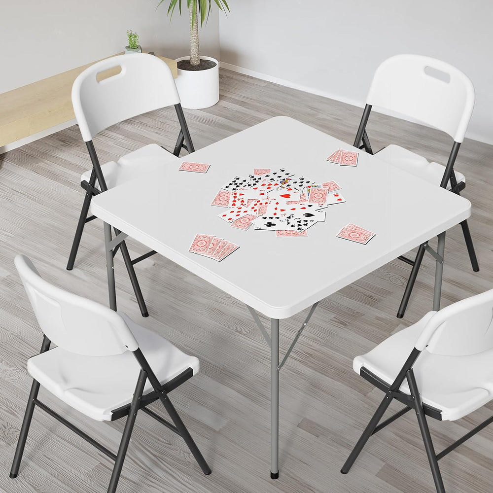 VINGLI White Card Square Table, 38 inch Foldable Legs Full Table Top, Easy to...