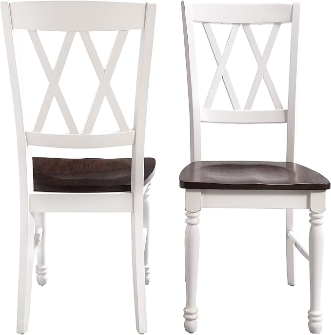 Crosley Furniture Shelby 5-Piece Traditional Dining Table Set for 4, Dinner Tables with Kitchen Chairs, Distressed White