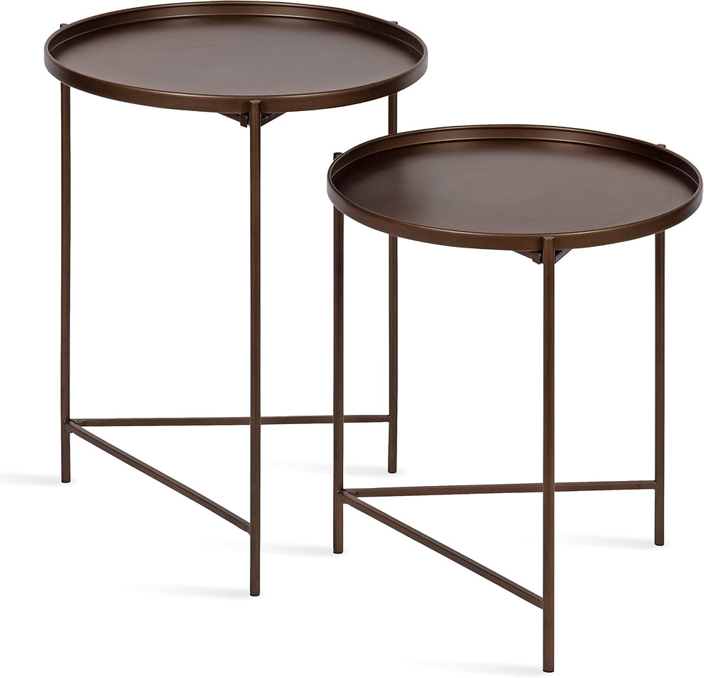 Kate and Laurel Ulani Modern Nesting Side Table; Set of 2; Bronze; Sophistica...