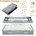 4 Pack 5.5 Inches High Under Bed Storage Containers, Low Profile Under Bed Storage Containers, Foldable Underbed Bag Stackable Closet Organizers for Blankets Clothing Comforter Wrapping Paper