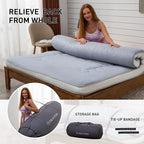 Dr.Futon Japanese Floor Futon Mattress Extra Thick Folding Roll Up Bed Topper Mat for Guest,Lounger and Tavel