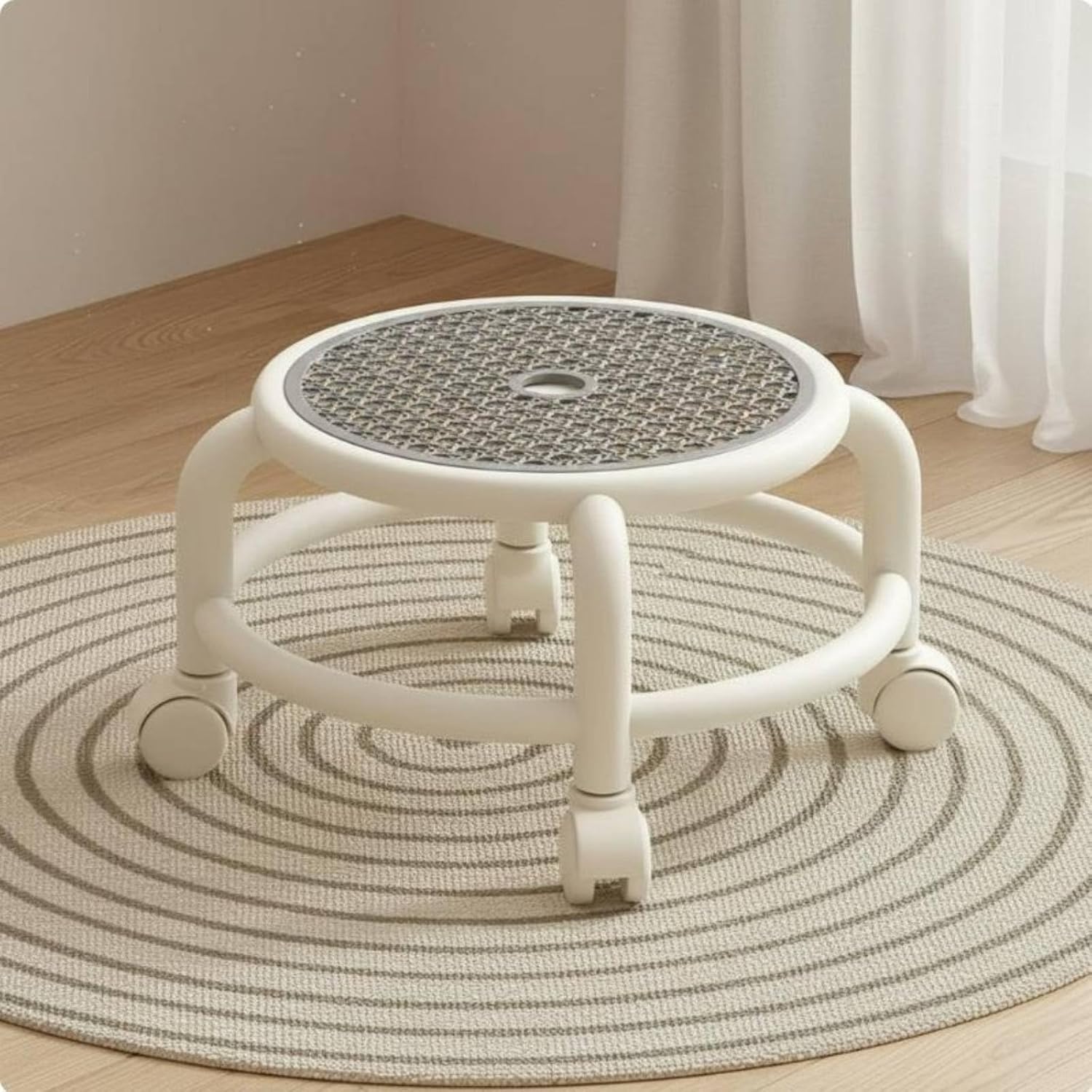 Children Rotating Rolling Stool Swivel Chair Compact Seat with Rolling Wheel Base Quick Direction Swaps Suitable for bedrooms Play Areas Dorm Rooms, Cement Gray