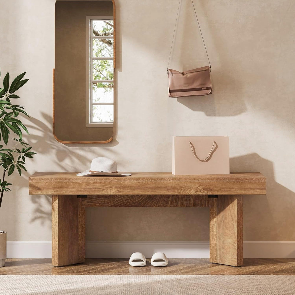 Tribesigns Wooden Entryway Bench, 47" Farmhouse Indoor End of Bed Bench,...
