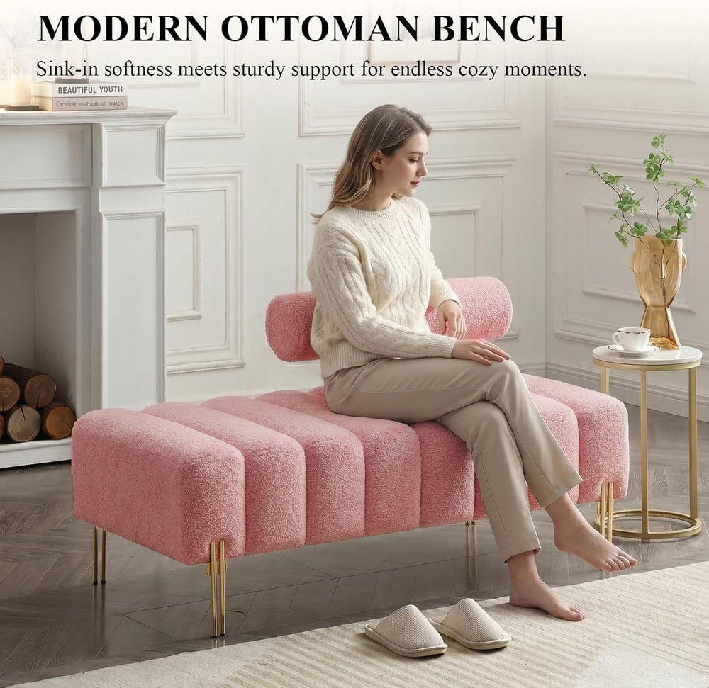 Ottoman Bench, Loveseat Sofa Couch with Adjustable Backrest | 53.2" Acce...