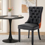 SoarFlash Kitchen Table and Chairs for 2, 31.5" Dining Table Set for 2 with Leather Upholstered Chairs, 3 Piece Round Kitchen Table Set, Dining Room Table Set for Small Space, Apartment, Black/Orange
