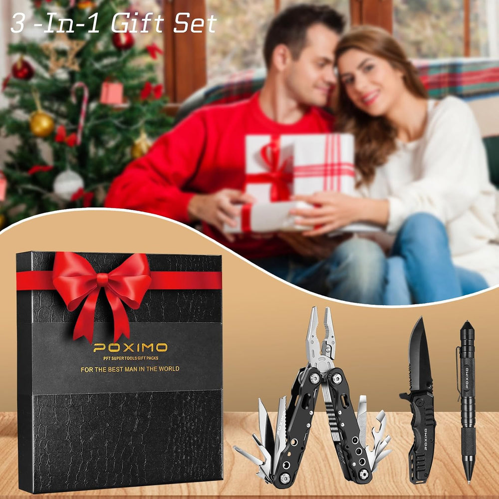 Multitool Gift Set for Men Dad Him, 3-in-1 EDC Survival Kit with 14 in1 Multi...