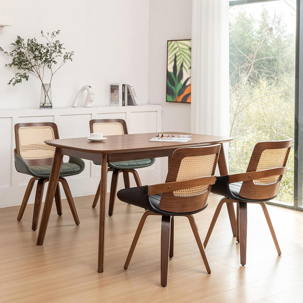 Set of 1 Swivel Rattan Dining Chair - Mid Century Modern Dining Chair with Be...