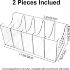 Kifmurase 2PCS Belts Organizer Acrylic Belt Storage Holder Purse Organizer for Closet with Removable Dividers, 5 Compartments Clear Belt Drawer Display and Storage Case for Ties Socks Underwear