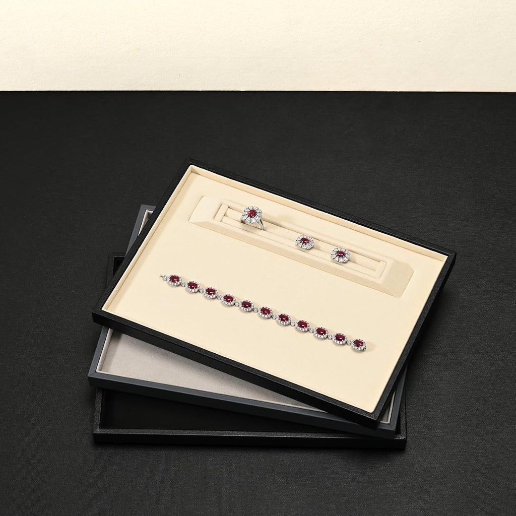 Oirlv Black Velvet Jewelry Display Tray 9.84"x7.09" | Black Velvet Tray, Soft Plush Surface, Elegant Black Finish, Perfect for Jewelry Display and Organization