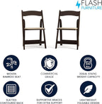 Flash Furniture 2 Pack HERCULES Series Fruitwood Wood Folding Chair with Vinyl Padded Seat