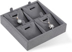 Dark Blue Jewelry Display Tray Ring Necklace Earring Bangle Organizer Multifunctional Storage Case for Jewelry Showcase (Small 4 Grids Pendant Tray)