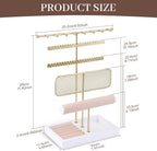 Hyber&Cara 3 Tier Jewelry Display Stand with Tray Jewelry Organizer Gold Jewelry Holder Stand for Bracelet Necklace Earrings Rings