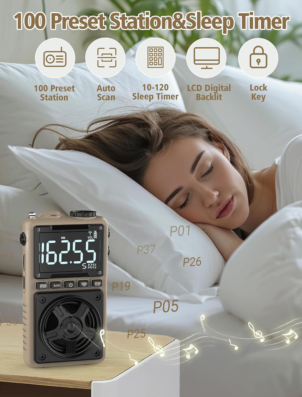 AM FM Shortwave Radio with NOAA Weather Alert,1250mAh Rechargeable Battery