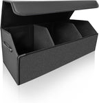 Car Organizers for Trunk for Suv Sedan, Leather Storage Box,Extra Large,Magnetic Lid,Collapsible and Adjustable, S004, Black