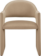 Modway Talia Performance Velvet Dining Armchair in Taupe - Modern Curved Dining Chair with Open-Back - Stain-Resistant Velvet Barrel Chair - Living Room Accent Chair with Arms