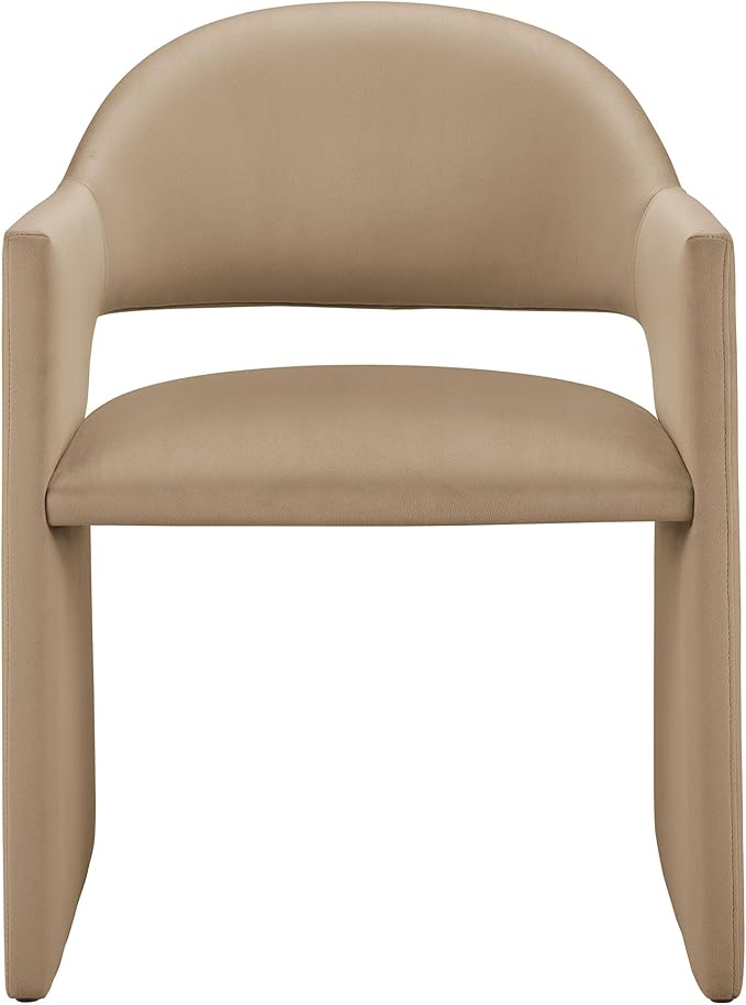 Modway Talia Performance Velvet Dining Armchair in Taupe - Modern Curved Dining Chair with Open-Back - Stain-Resistant Velvet Barrel Chair - Living Room Accent Chair with Arms